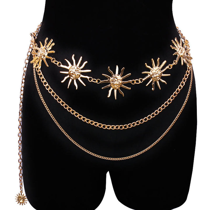Women's Moon And Star Chain Belt Metal Waist Chain