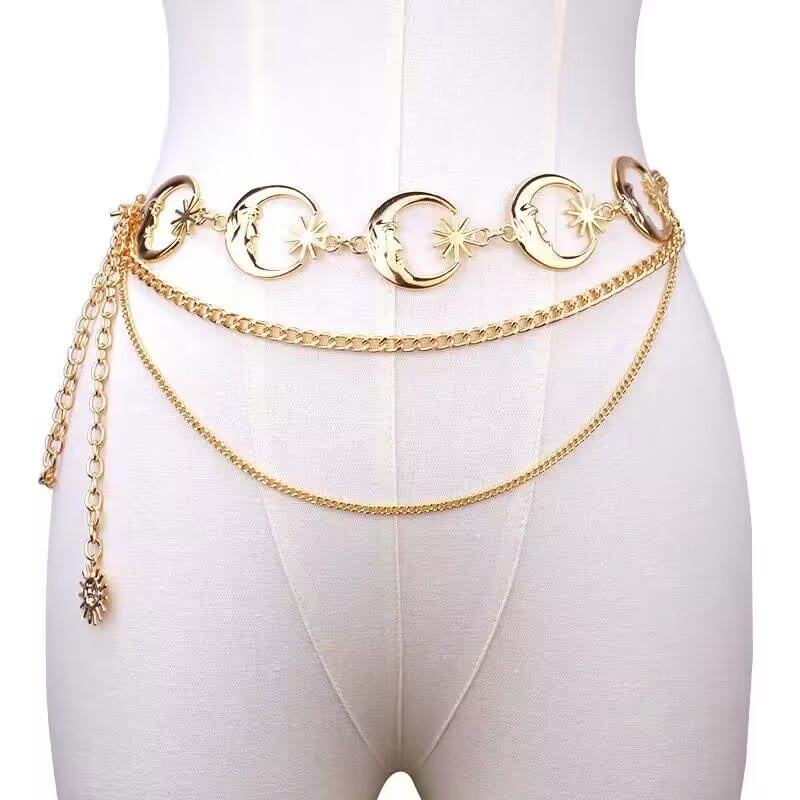 Women's Moon And Star Chain Belt Metal Waist Chain