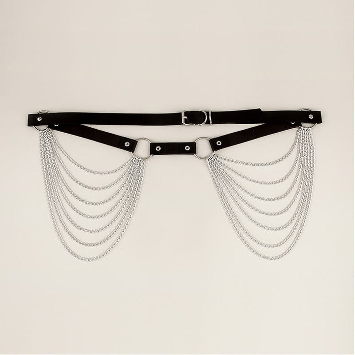 Punk Chain Belt Seven Layers Chain Leather Belt