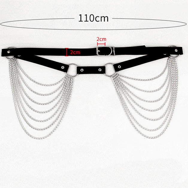Punk Chain Belt Seven Layers Chain Leather Belt