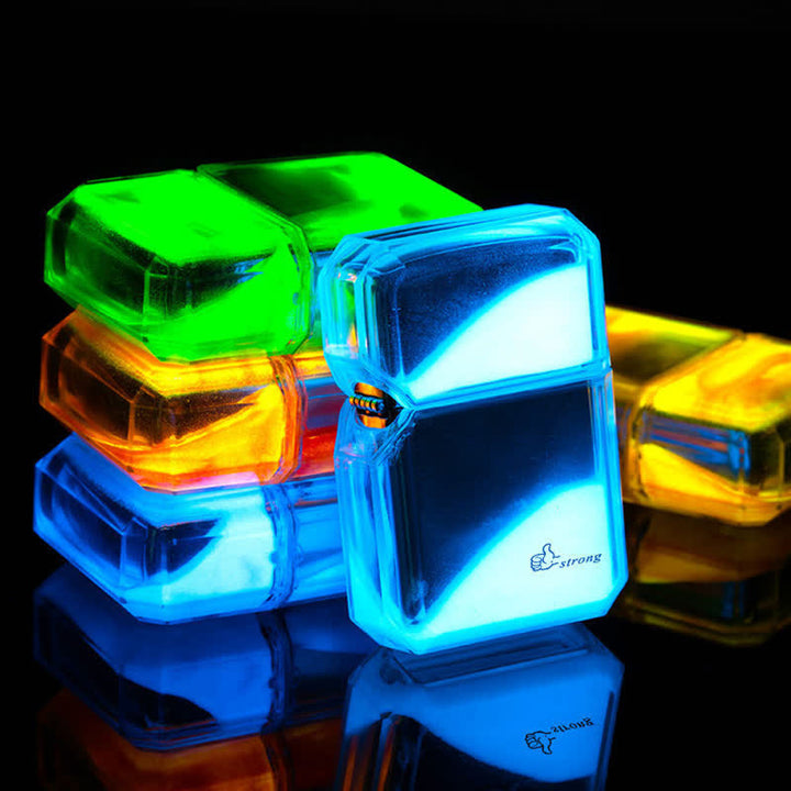 Cool Fluorescent Color Quicksand Refillable Butane Lighter