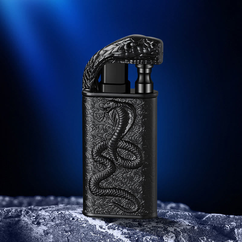 Double Flame Embossed Wild Crocodile Refillable Butane Lighter
