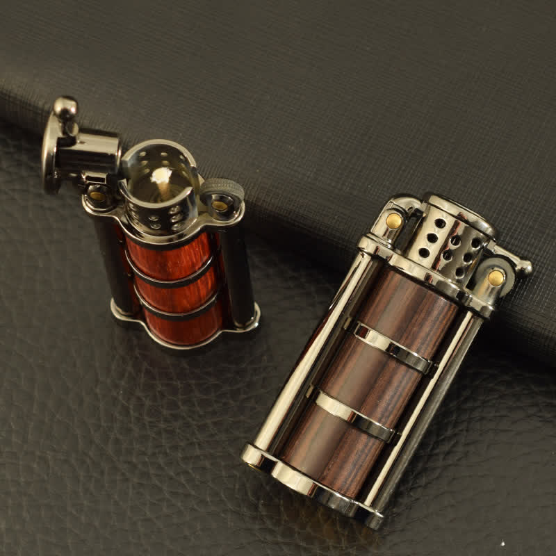Antique Style Wooden Shell Refillable Kerosene Lighter