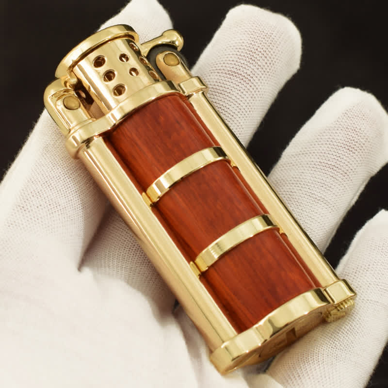 Antique Style Wooden Shell Refillable Kerosene Lighter