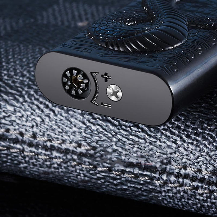 Double Flame Embossed Serpent King Refillable Butane Lighter