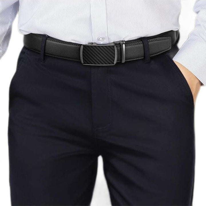Men's Business Sliding Ratchet Geniune Leather Belt