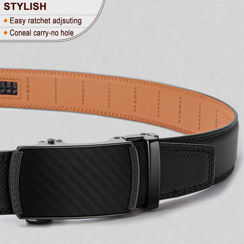 Men's Business Sliding Ratchet Geniune Leather Belt