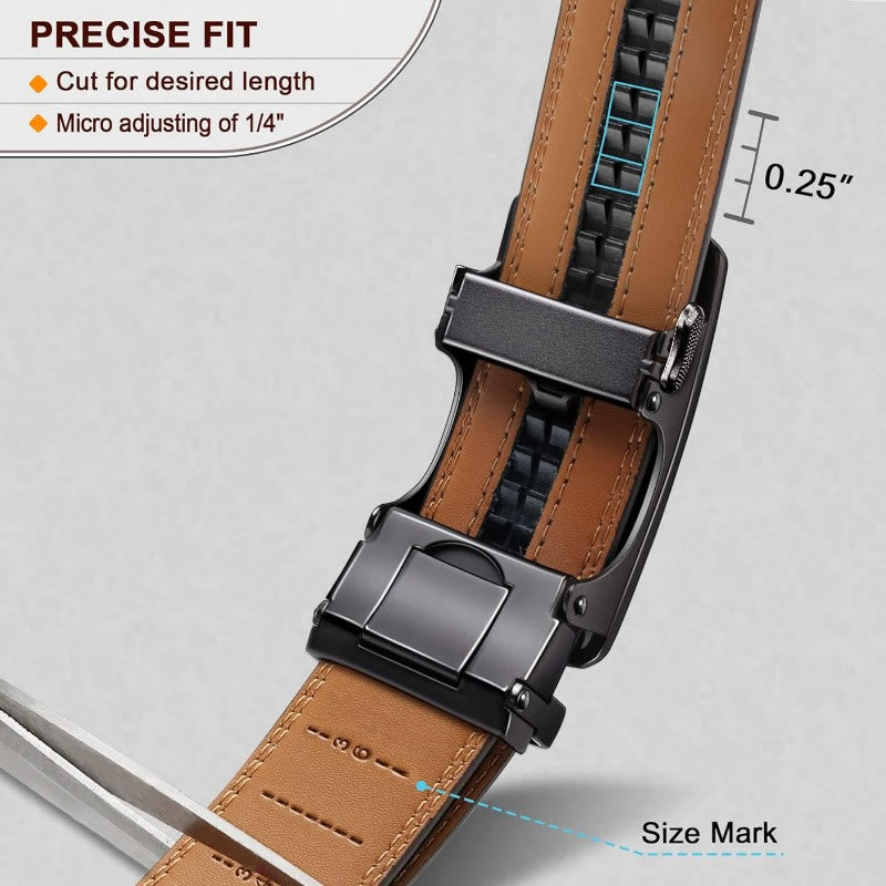 Men's Business Sliding Ratchet Geniune Leather Belt