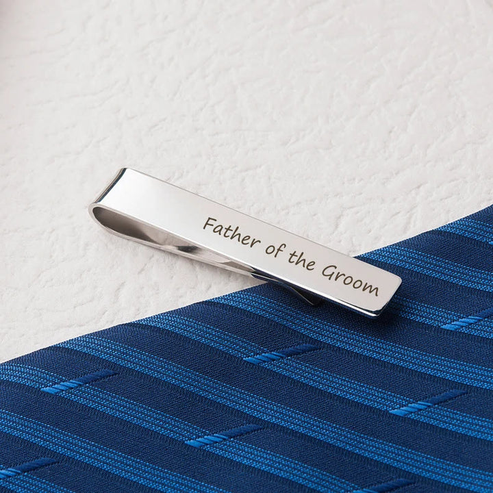 Custom Your Text Wedding Tie Bar For Neckties - Silver - image 2