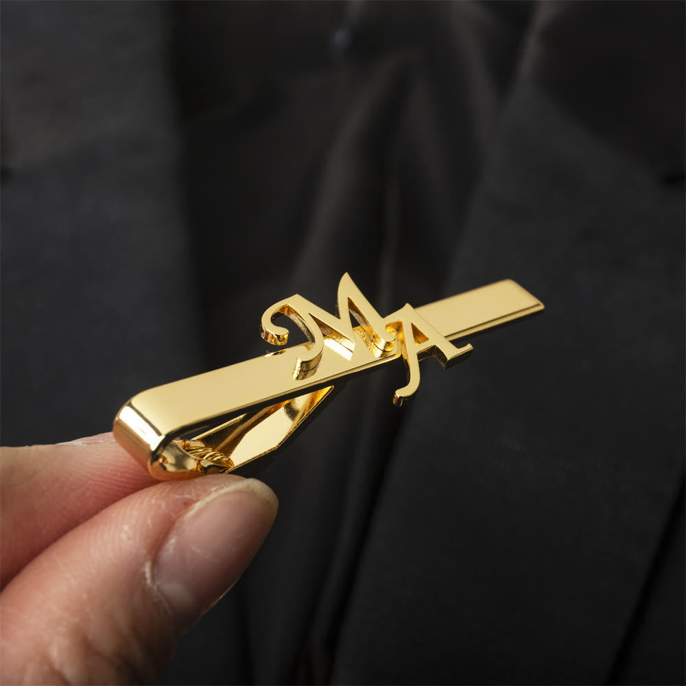 Custom Your Initial Letter Wedding Tie Bar For Neckties - image 1