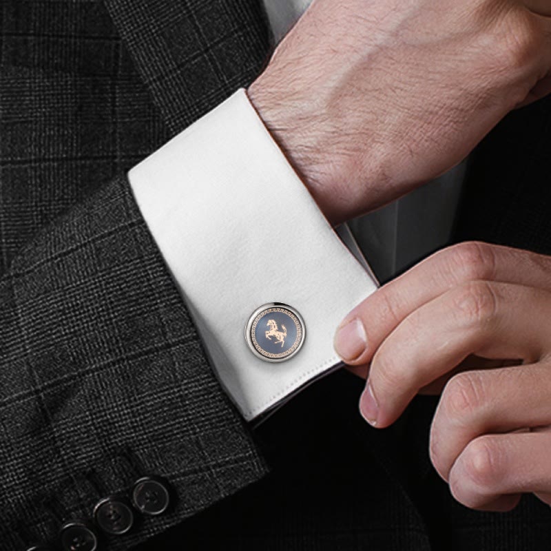 Running Horse Tie Bar Cufflinks Set For Wedding Suit
