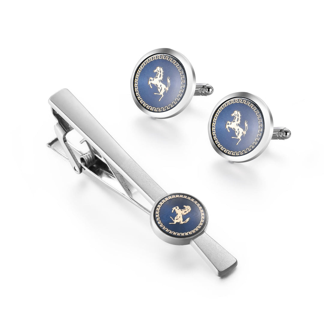 Running Horse Tie Bar Cufflinks Set For Wedding Suit - Tie Bar+Cufflinks Set - image 0
