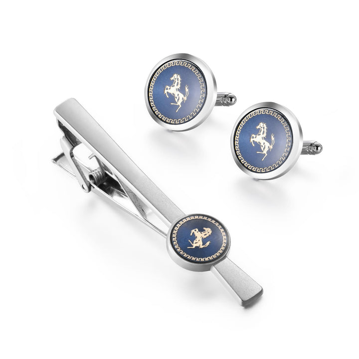 Running Horse Tie Bar Cufflinks Set For Wedding Suit