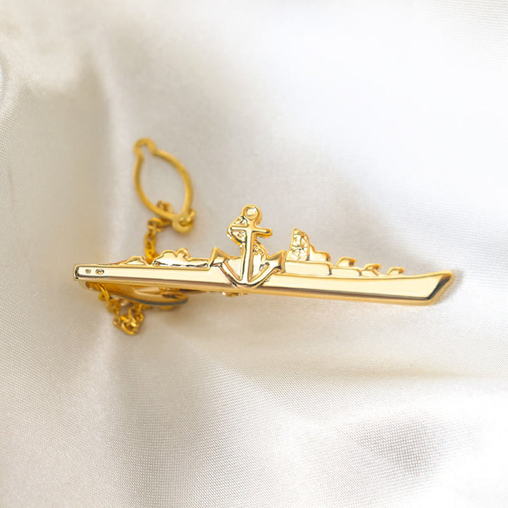 Warship Shape With Anchor Tie Clip For Suit
