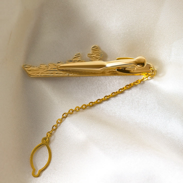 Warship Shape With Anchor Tie Clip For Suit