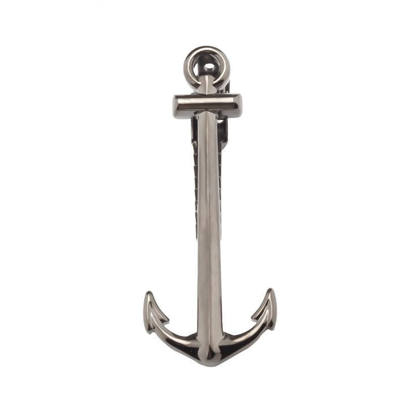 Dark Gray Anchor Tie Bar For Men's Wear - image 4