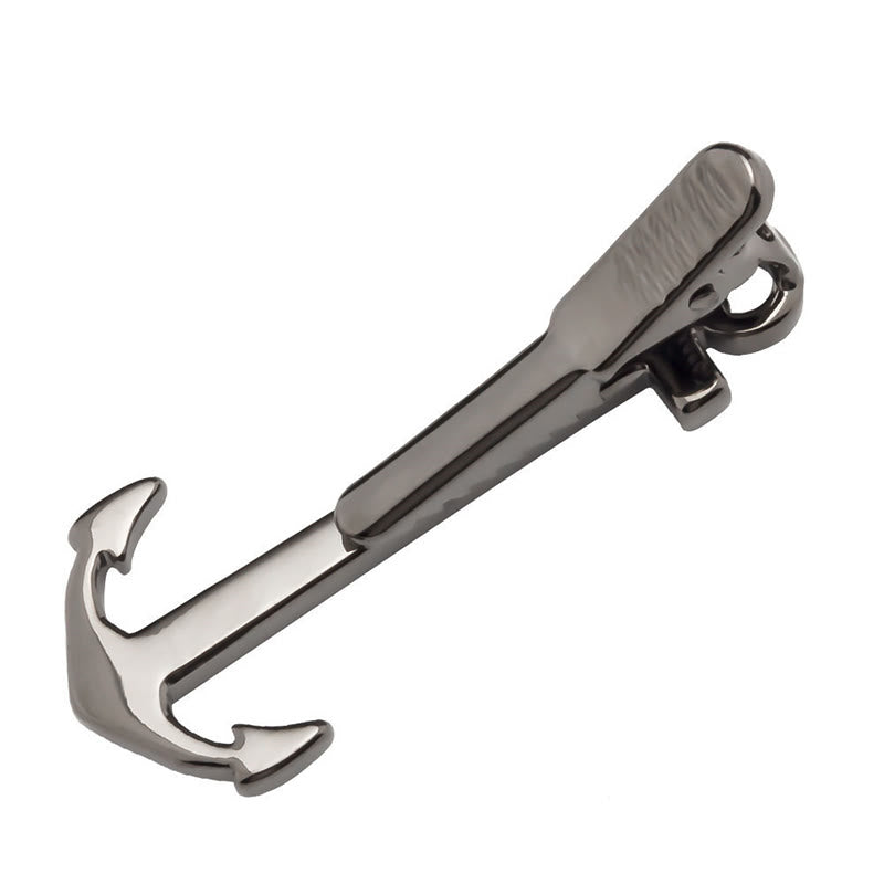 Dark Gray Anchor Tie Bar For Men's Wear