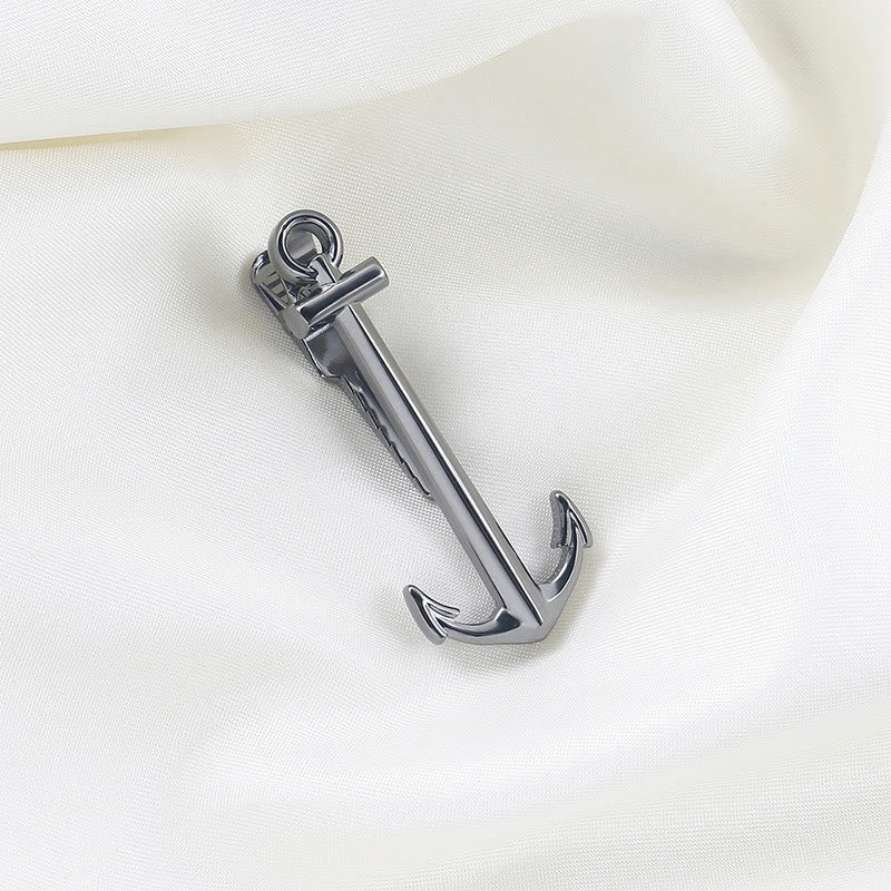 Dark Gray Anchor Tie Bar For Men's Wear