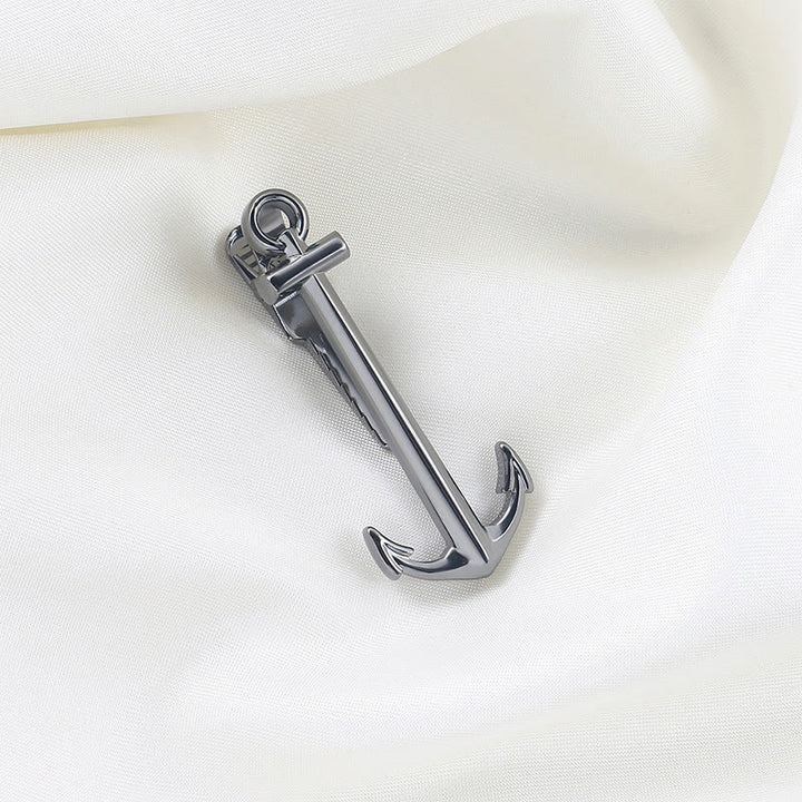 Dark Gray Anchor Tie Bar For Men's Wear