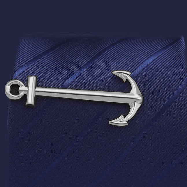 Dark Gray Anchor Tie Bar For Men's Wear