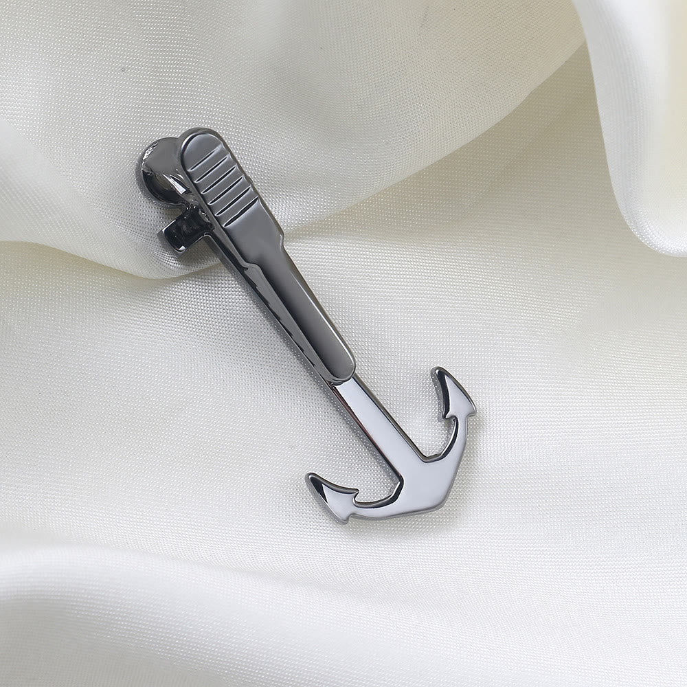 Dark Gray Anchor Tie Bar For Men's Wear - image 3
