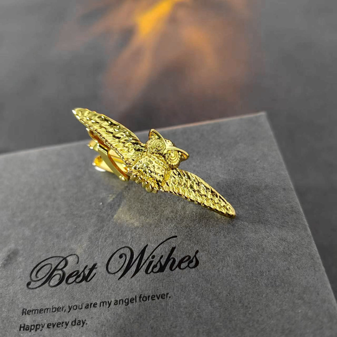 Gold Flying Owl Tie Bar For Men's Wear - Gold Flying Owl - image 0