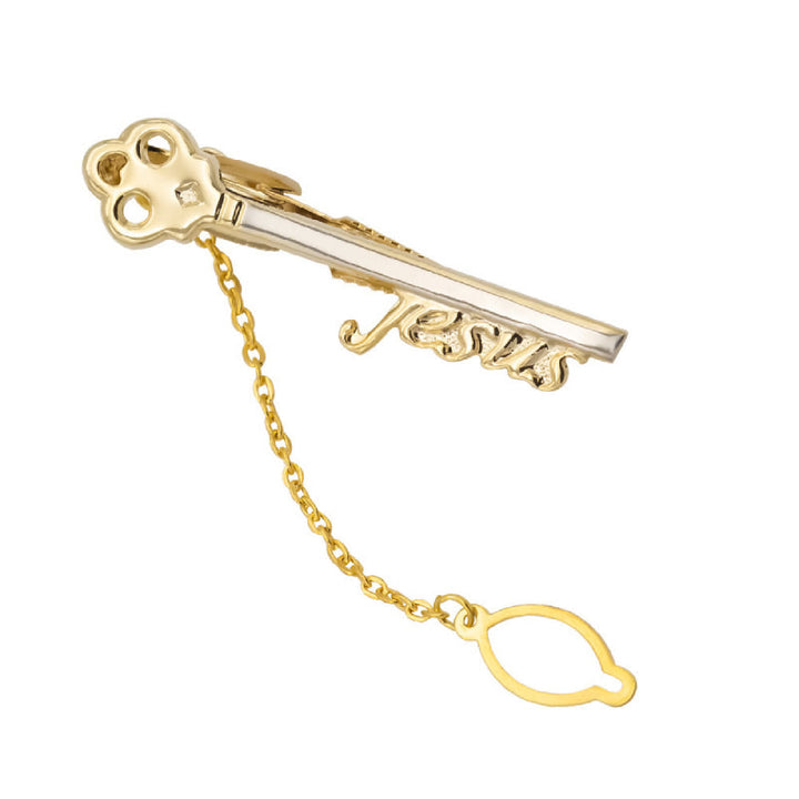 Gold Jesus Key Tie Bar For Wedding Suit