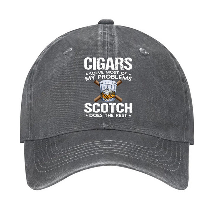 Cigars Solve Most Of Problems Adjustable Baseball Cap