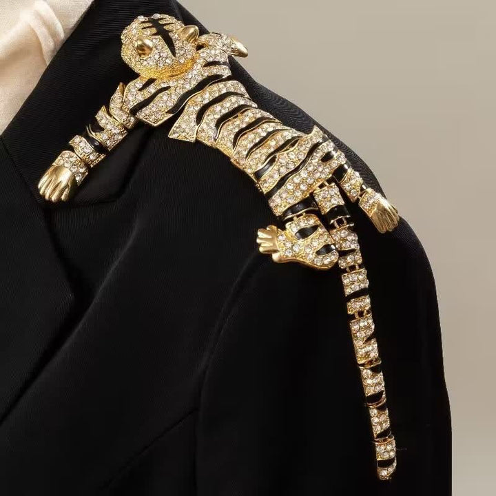 Men's Majestic Tiger Large Luxury Sparkling Rhinestone Brooch - image 11