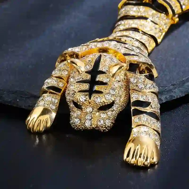 Men's Majestic Tiger Large Luxury Sparkling Rhinestone Brooch - image 12
