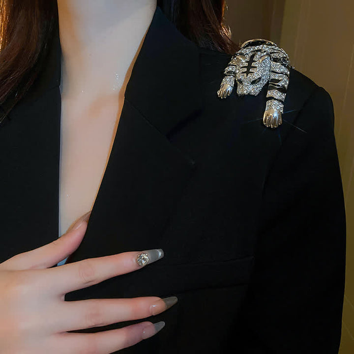 Men's Majestic Tiger Large Luxury Sparkling Rhinestone Brooch - image 3