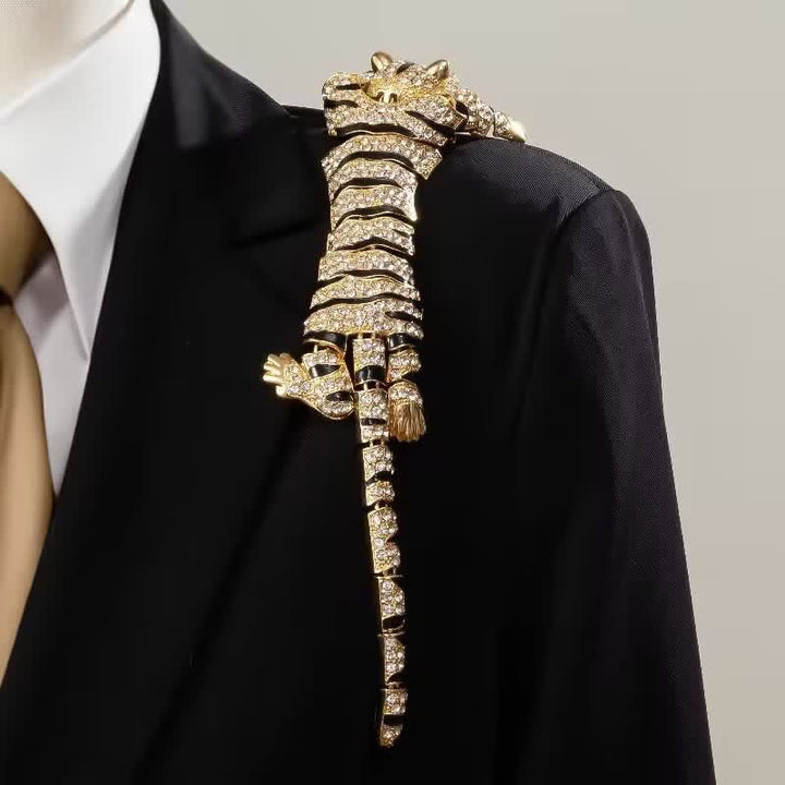 Men's Majestic Tiger Large Luxury Sparkling Rhinestone Brooch - image 10