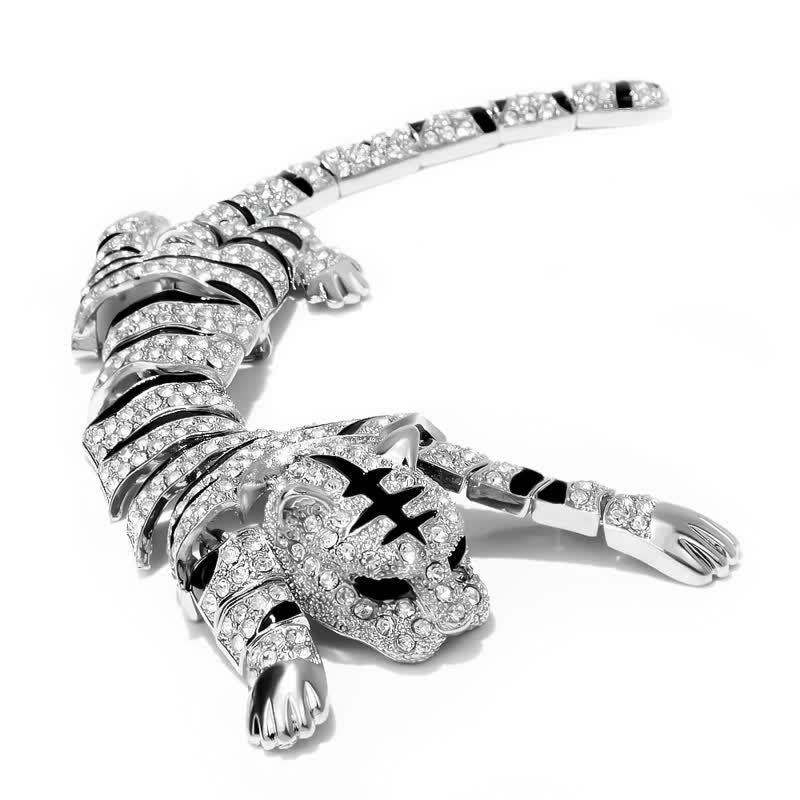 Men's Majestic Tiger Large Luxury Sparkling Rhinestone Brooch - image 8