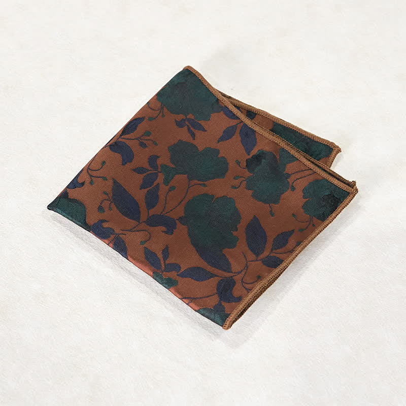 Men's Stylish Floral Printed Design Office Necktie Pocket Square