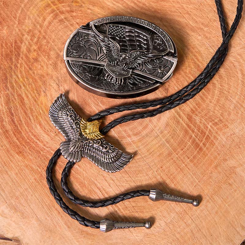 Eagle Flag DIY Hidden Knife Belt Buckle With Eagle Bolo Tie Bundle Set - image 2