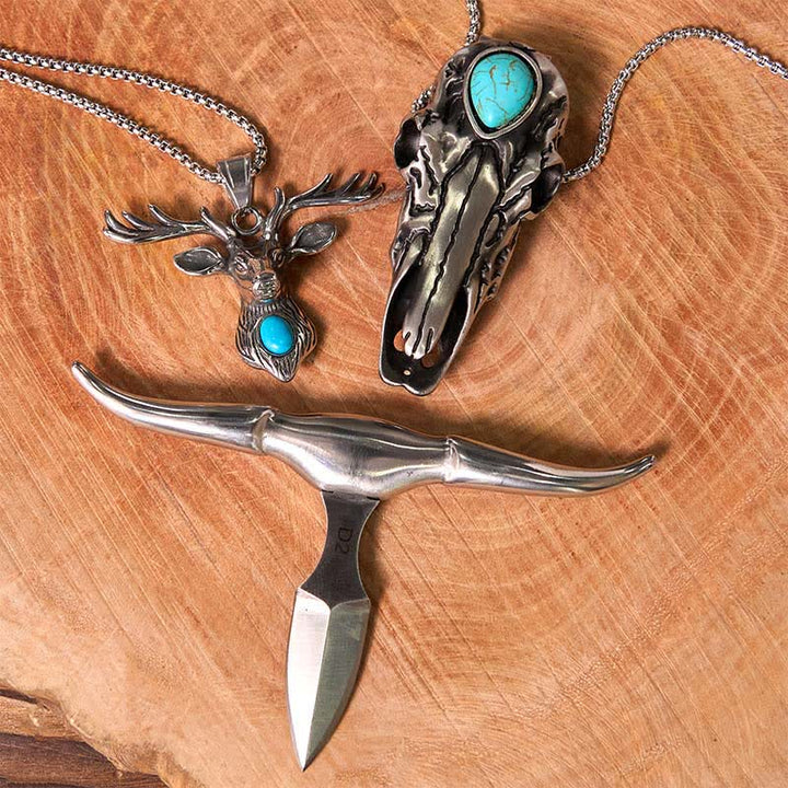 Longhorn Bull Pendant Turquoise Elk Head Necklace Bundle Set (PRE-SALE) - image 2
