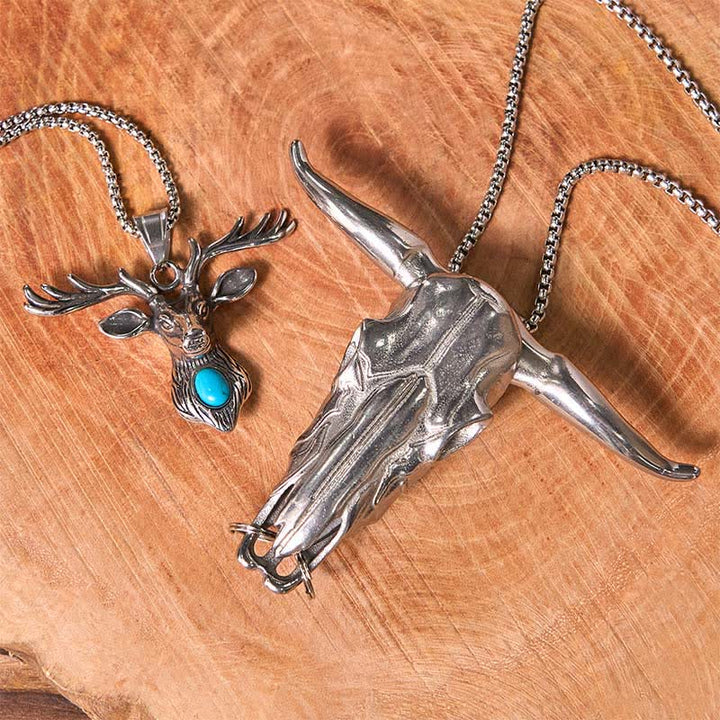 Longhorn Bull Pendant Turquoise Elk Head Necklace Bundle Set (PRE-SALE) - image 5