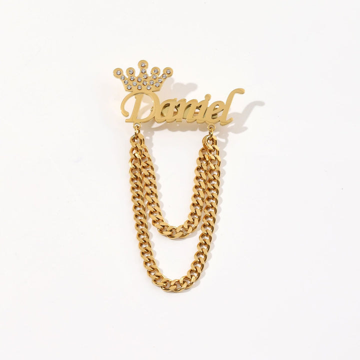 Custom Your Name Brooch With Crown Decor Suit Accessories
