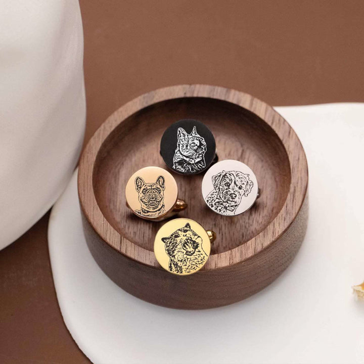 1 Pair Custom Pet Portrait Button Covers Set Cufflinks - image 3