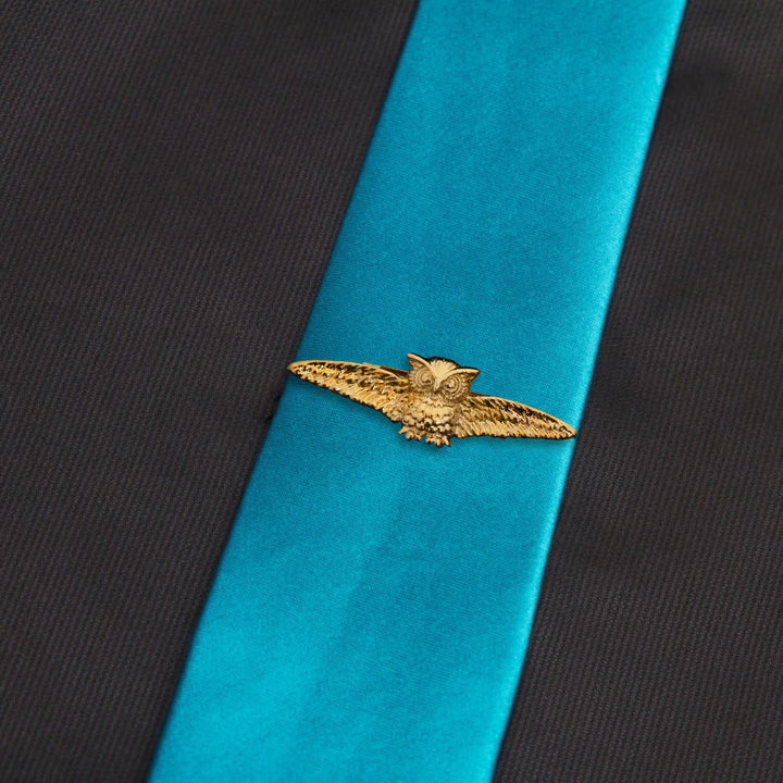 Gold Flying Owl Tie Bar For Men's Wear - image 3