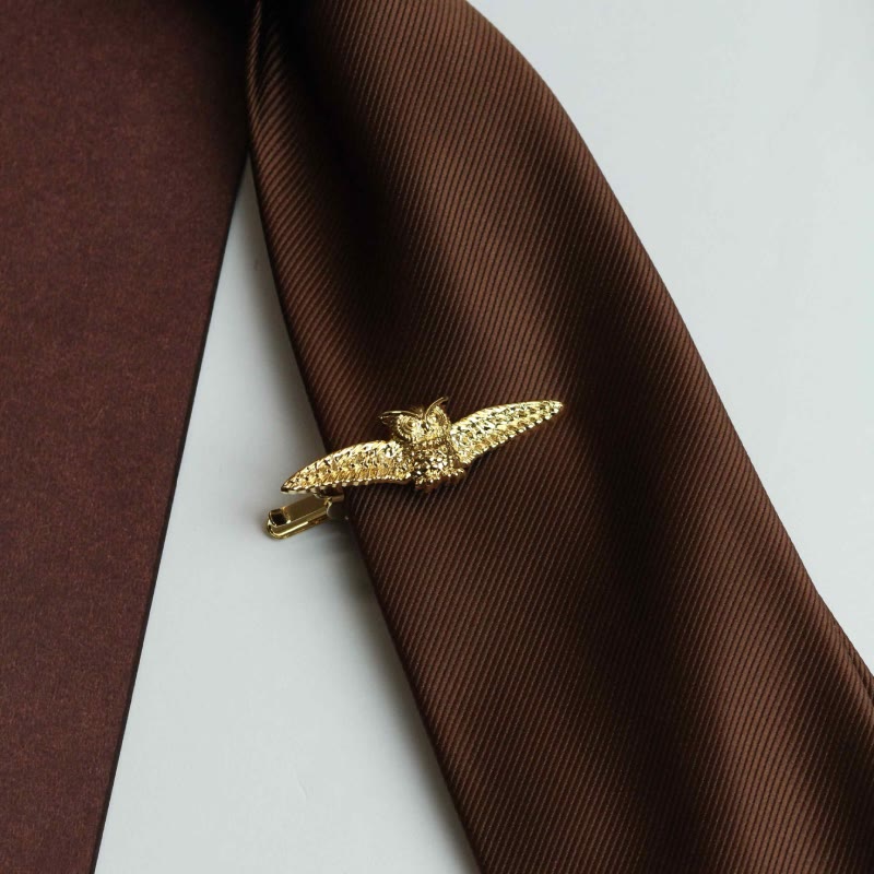 Gold Flying Owl Tie Bar For Men's Wear - image 2