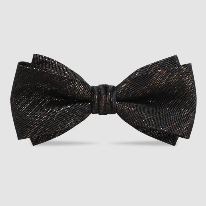 Men's Gold Striped Double Layered Bow Tie