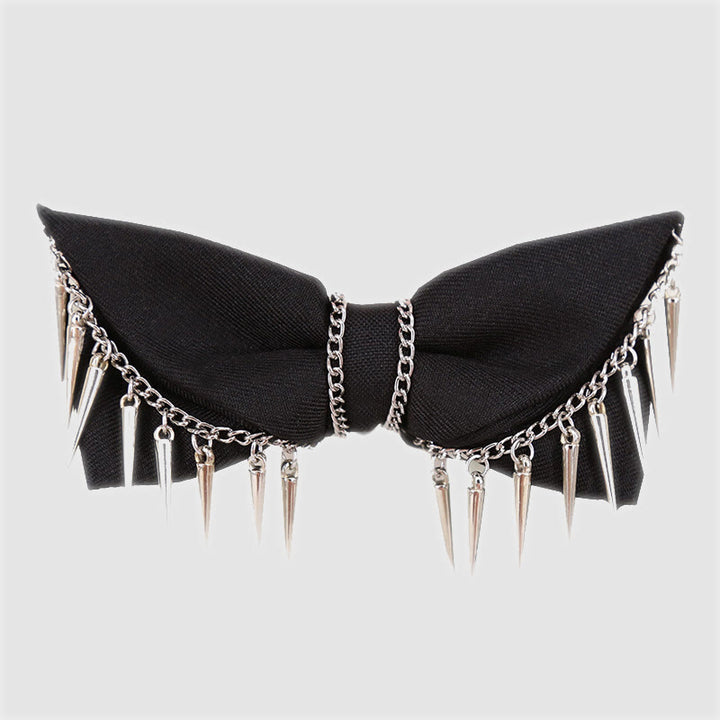 Men's Punk Style Rivet Chain Tassels Bow Tie