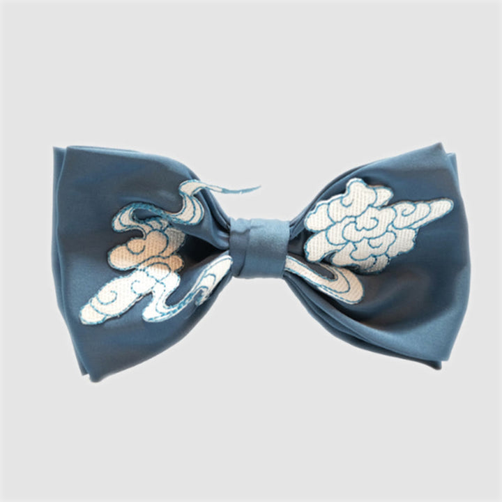 Men's Blue & White Cloud Double Layered Bow Tie