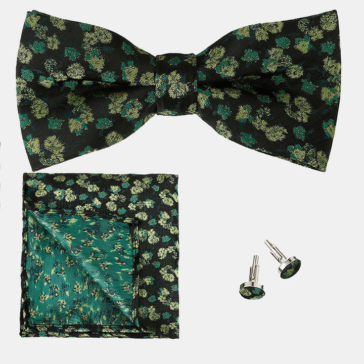 3Pcs Men's Gentleman Rose Floral Pocket Square Bow Tie Set