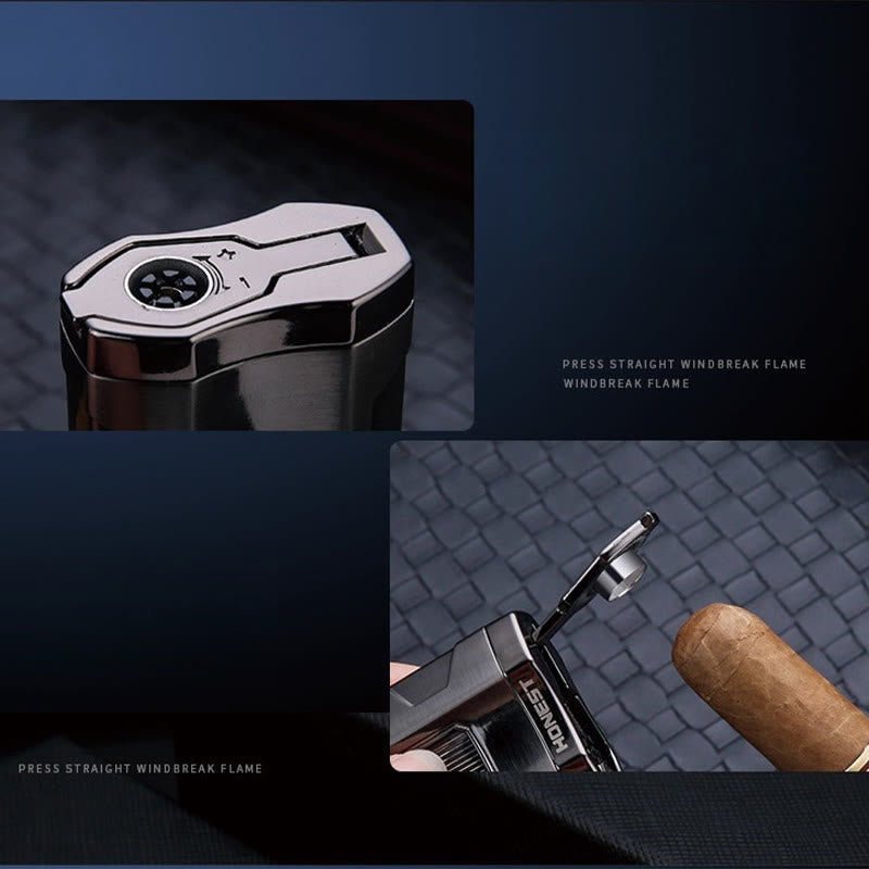 Portable Triple Burner Lighter With Cigar Cutter