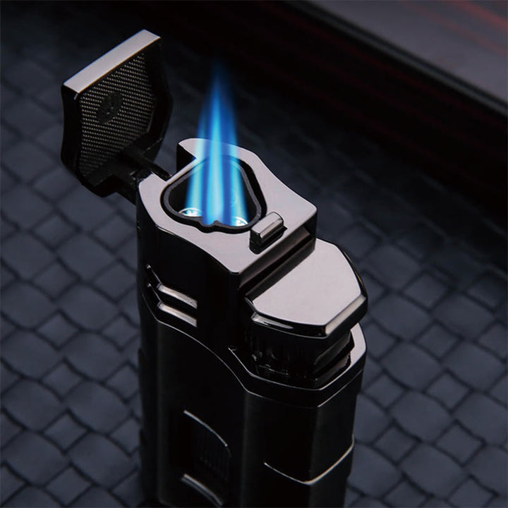 Portable Triple Burner Lighter With Cigar Cutter