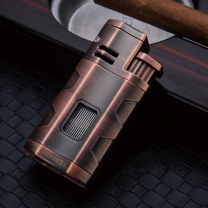Portable Triple Burner Lighter With Cigar Cutter
