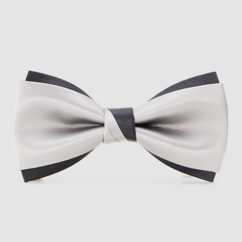 Men's Modern Black & Silver Double Layered Bow Tie