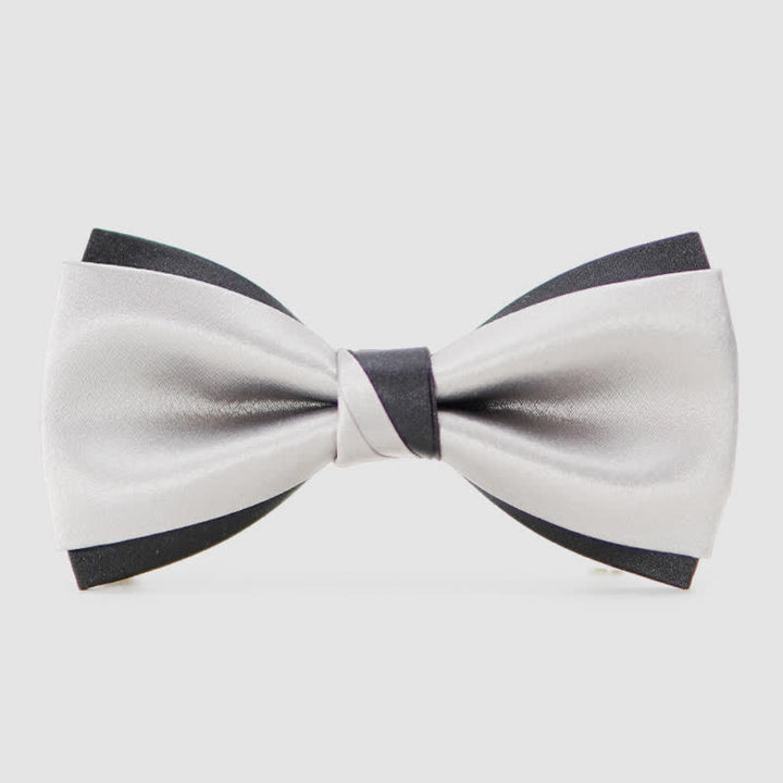 Men's Modern Black & Silver Double Layered Bow Tie